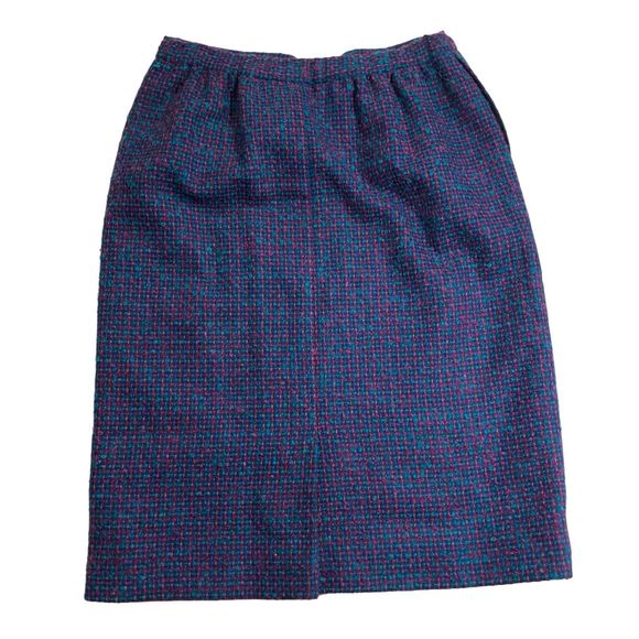 Vintage Pendleton Pencil Skirt Women's Size 14P Purple Pink Plaid Virgin Wool - Picture 2 of 7